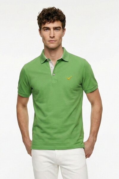 SMILE Barbados Green 100% Cotton Polo T-Shirt