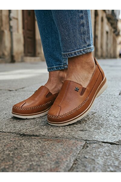 KAFKASLAR AYAKKABI Fully Orthopedic Genuine Leather Flexible Women's Ballet S...