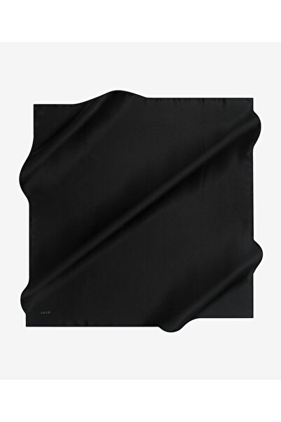 Aker Women's Plain 100X100Cm Large Size Black Crepe Satin (Sura) Silk Scarf