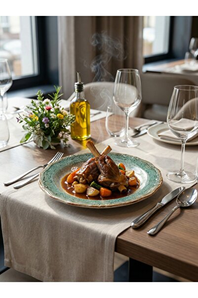 QURA Verde Flat Plate 25 cm Set of 6 - Serving Plate - Main Course Plate