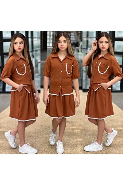 Lucky kidswear SET PENTRU FETE DIN ȚESĂTURĂ AEROBIN CU DETALII DIN DANTELĂ