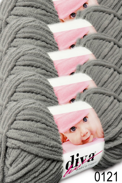 Diva İplik Babys First Velvet Yarn (5X100Gr.) - 0121 - Silver