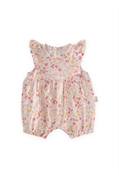 Cigit Ruffled Shorts Jumpsuit 0-3 Years Old Crispy Floral Pattern