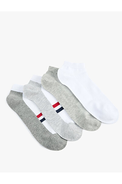 Koton Σετ 4 Βαμβακερές Ριγέ Κάλτσες-Μποτάκια
