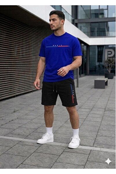 FAEL LİFE Girls'/Boys' T-Shirt and Shorts Colorful Paris Bar Printed Set