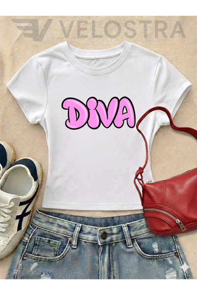 Velostra Women's Diva Printed Basic Daily Use Crop T-Shirt