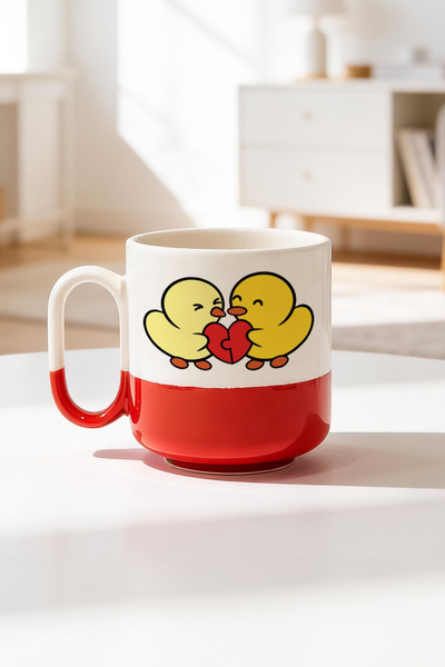 BB TRADE Ceramic Printed Pro Mug with Heart and Duck Design 330ml