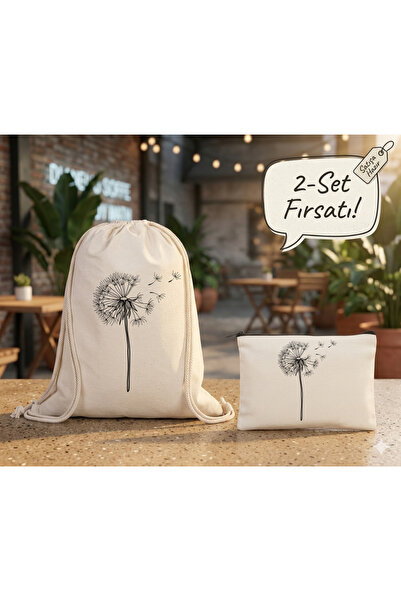 Boom town Cloth Backpack, Wallet Set of 2