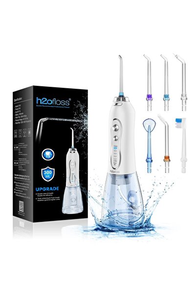 h2ofloss Cordless Water Flosser with 5 Modes and 6 Jet Nozzles, 300ml, USB Ty...