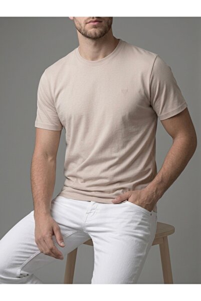 homiro Men's Basic Slim Fit Crew Neck T-Shirt - Beige