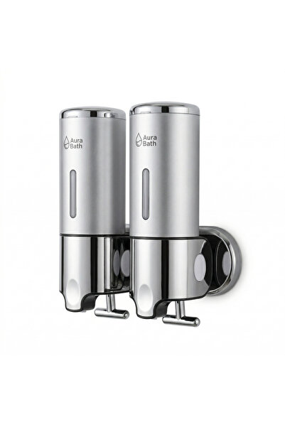 Aura Bath Διανομέας υγρού σαπουνιού τύπου τοίχου με 2 θήκες, δοσομετρητής σαμ...