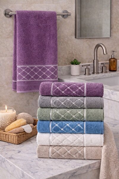 Violacasa Deluxe 6 Pieces 50*90 Assorted Cotton Hand and Face Towels |   Dowr...