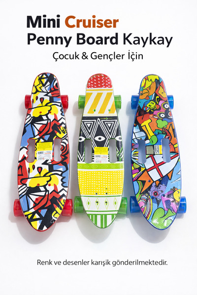 Saule Penny Board Kaykay 80 cm – Çocuk & Gençler İçin Kaymaz Yüzeyli Renkli T...