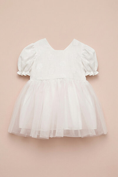 Le Mabelle Κοριτσίστικο Φόρεμα με Λευκή Τούλινη Φούστα και Δαντελένια Λεπτομέ...