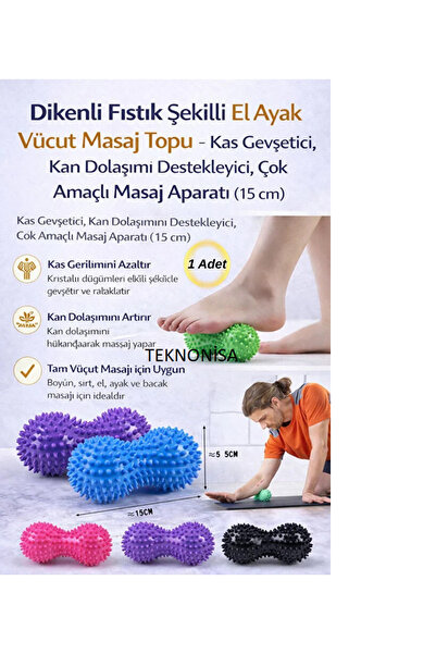 teknonisa Spiky Peanut Ball Hand Foot Body Massage Ball Muscle Relaxer, Blood...