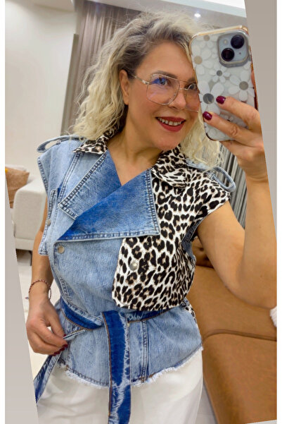 Dila Butik Leopar Garnili Kot Yelek