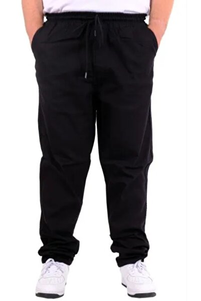 cusseli بنطلون رياضي رجالي مقاس كبير من الجبردين بقصة مستقيمة EVEREST 21929 أسود