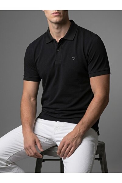 homiro Men's Polo Collar Basic Short Sleeve Casual T-Shirt - Black