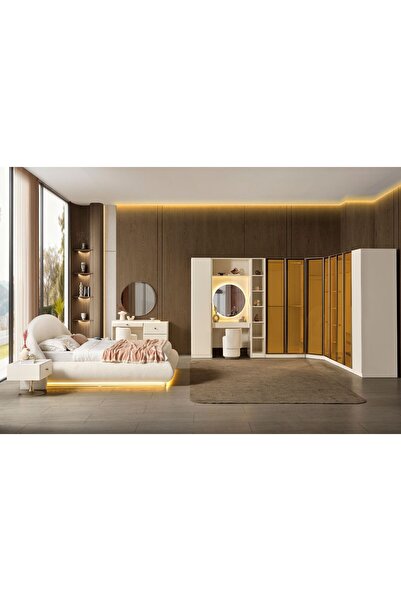 Doressa Home Marle Reflekte Camlı Köşe Yatak Odası Takımı