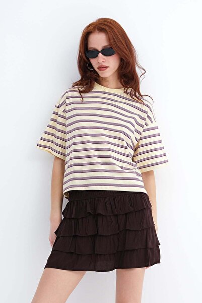 Addax Crew Neck Striped T-Shirt P10682