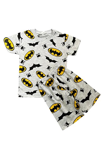Fil Kids Момчешки памучен летен пижамен комплект от тънка материя, сив, с щам...