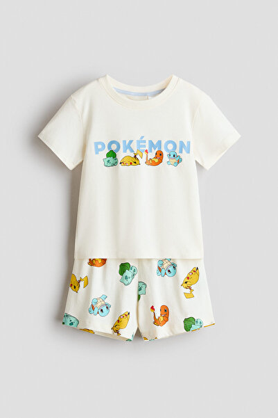 H&M Pamuklu ve Baskılı Pijama Takımı