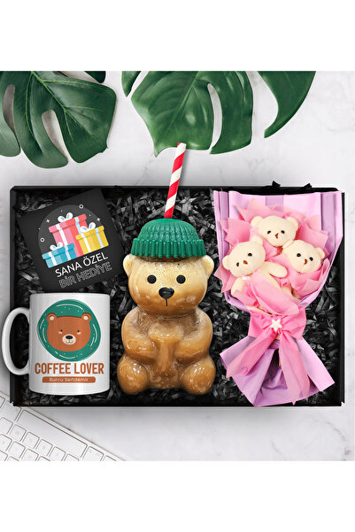 Apollon Gift Shop Bearista Şapkalı Pipetli Ayıcık Cam Bardak & Kişiye Özel Ta...