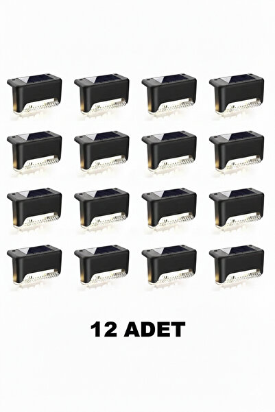 handanca 12 Adet Solar Güneş Enerjili Basamak Aydınlatma Su Geçirmez Dış Meka...