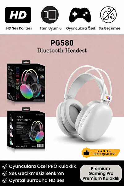 Noriyen PG 580 Premium Seri Mikrofonlu RGB LED Işıklı Bluetooth Kablosuz Kafa...