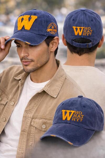 Wearflawless Unisex W Vintage Washed Cap, Adjustable Cap with W Embroidery