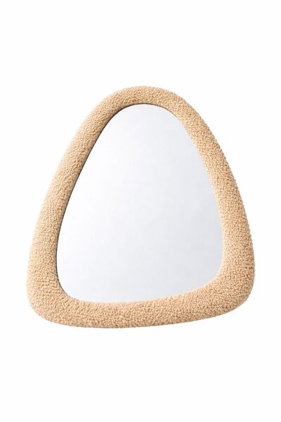 Mirror Organically shaped decorative mirror with textile frame – 58 x 48