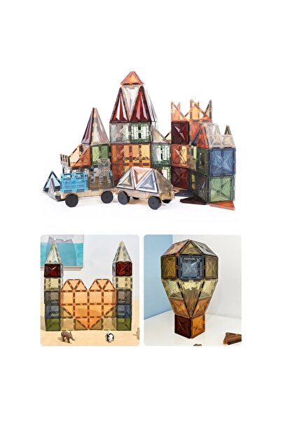 sallma Set magnetic constructie piese translucide colorate tip tigla pentru i...