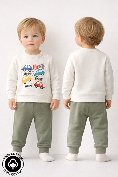 Miniel Baby Boy Cars Printed 100% Cotton 6-9-12 Months Top and Bottom 2-Piece...