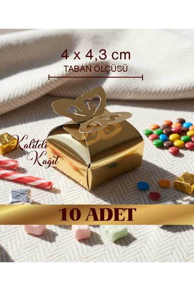 Ruhab Gold / Altın Kelebekli Lokum Kutusu / Mevlid Şeker Çikolata Bayram / He...