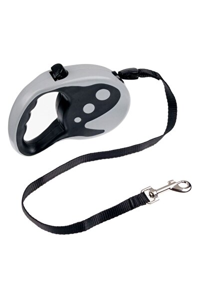 ZanaCasei Lesă mecanică pentru câini, negru-gri, cu curea de 4.5m