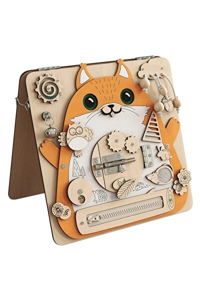 sallma Tabla Montessori din lemn cu activitati multiple si design veverita pe...