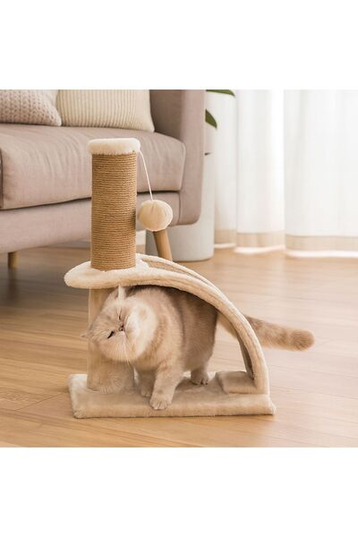 ZanaCasei Cat Nail Sharpener with Beige Ball & Bell