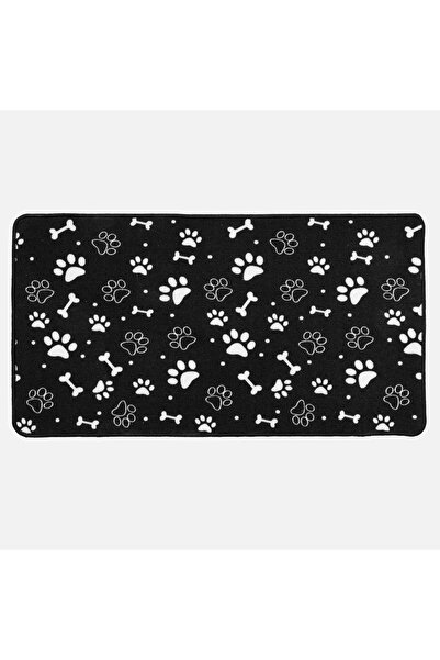 ZanaCasei Μαύρο χαλάκι για κατοικίδια με αποτύπωμα πατούσας 110x60εκ.