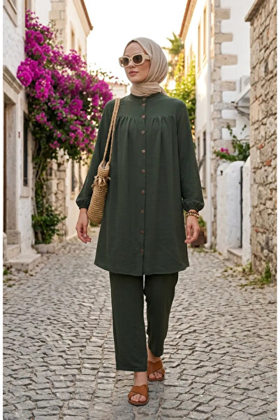 sefamerve Aerobin Υφασμάτινο Παντελόνι Τουνίκ Διπλό Σετ 4146-03 Χακί