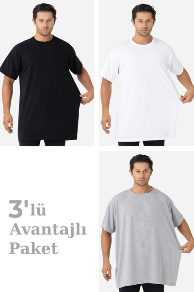 Arma Yıldız 3 Pack Colorful Men's Plus Size T-Shirt Crew Neck Short Sleeve 10...