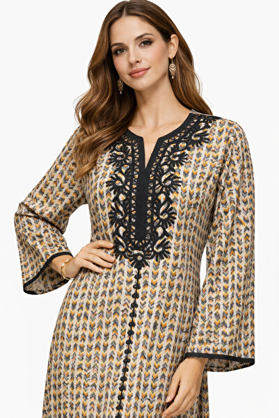 Shiladon Ladies Fancy Georgette Abaya with Geometric Pattern