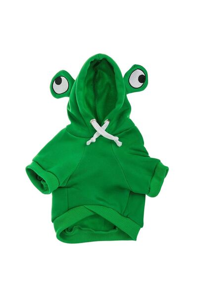 ZanaCasei Φούτερ και κουκούλα με σχέδιο πράσινου βατράχου για σκύλους