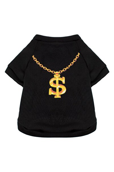 ZanaCasei Μαύρο φούτερ με κουκούλα και αλυσίδα για κατοικίδια