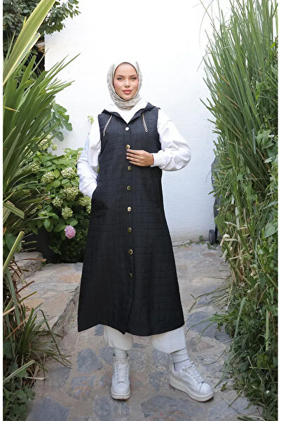 sefamerve Quilted Chain Detailed Buttoned Vest 71195-03 Black