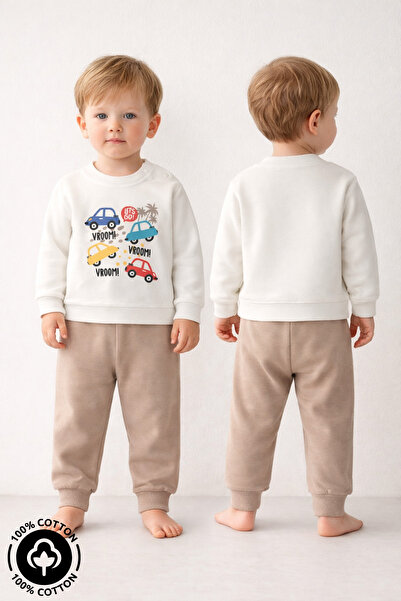 Miniel Baby Boy Cars Printed 100% Cotton 6-9-12 Months Top and Bottom 2-Piece...