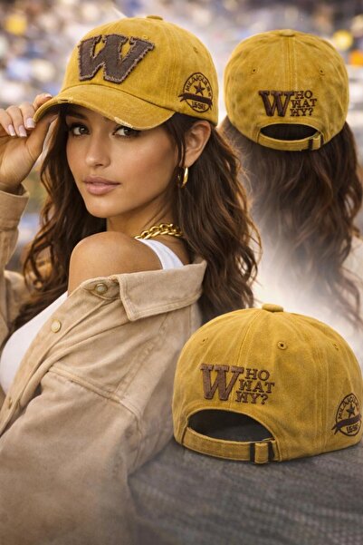 Wearflawless Unisex W Vintage Washed Cap, Adjustable Cap with W Embroidery