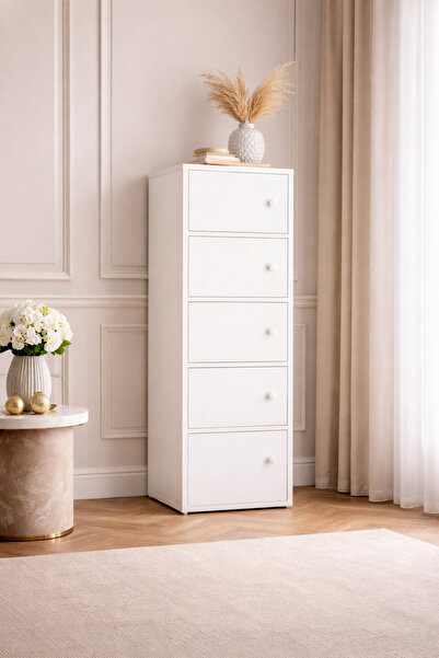 LEIHMANN Cabinet with 5 storage shelves, white