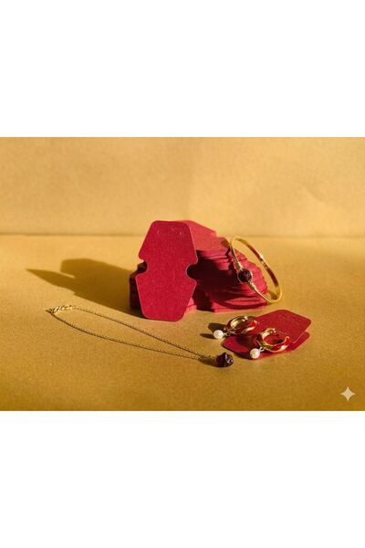 Orbak Kağıt 100 قطعة من بطاقات المجوهرات الحمراء مقاس 12.2×5×3 سم - بطاقة عرض...