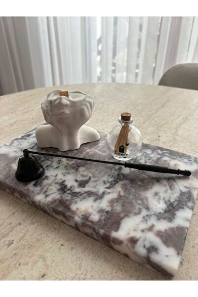 Pergamon Marble & Design Koyu Menekşe Mermer Dekoratif tepsi