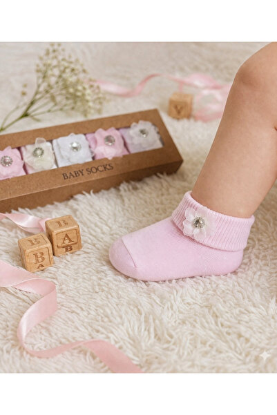 Akface 5 Pairs of Stone Detailed Baby Girl Socks & Special Day Collection